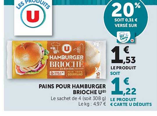 PAINS POUR HAMBURGER BRIOCHE U