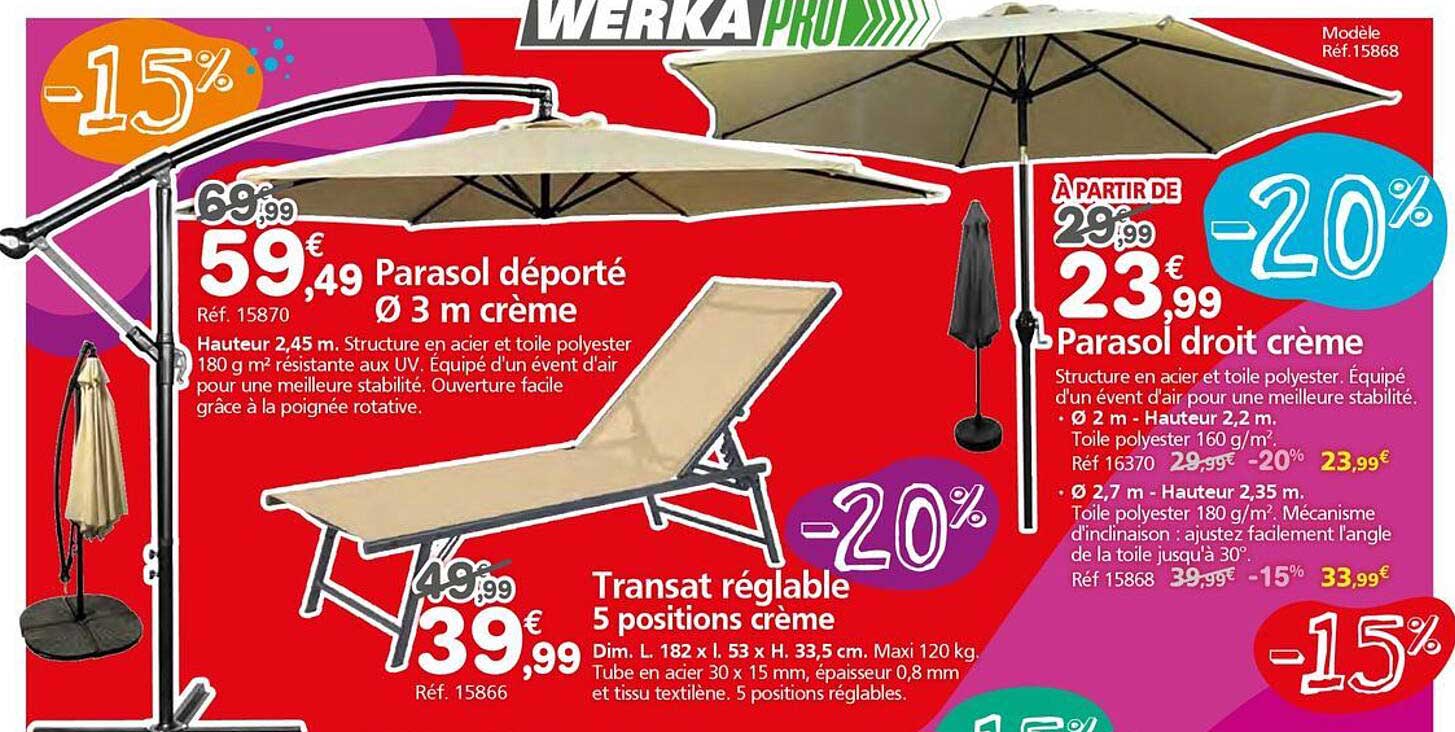 Parasol déporté Ø 3 m crème