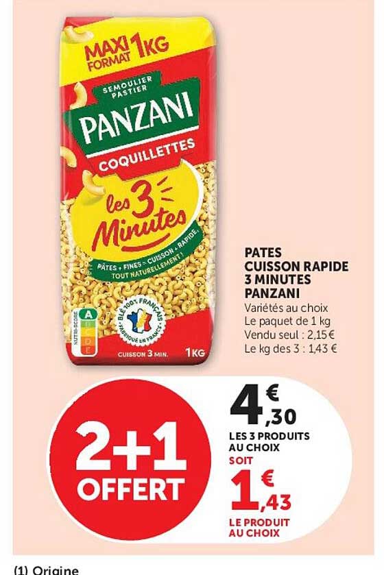 PATES CUISSON RAPIDE 3 MINUTES PANZANI