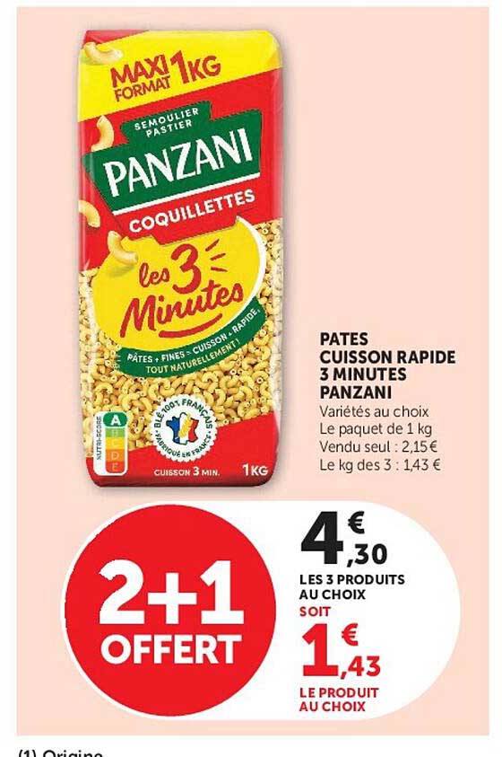 PATES CUISSON RAPIDE 3 MINUTES PANZANI