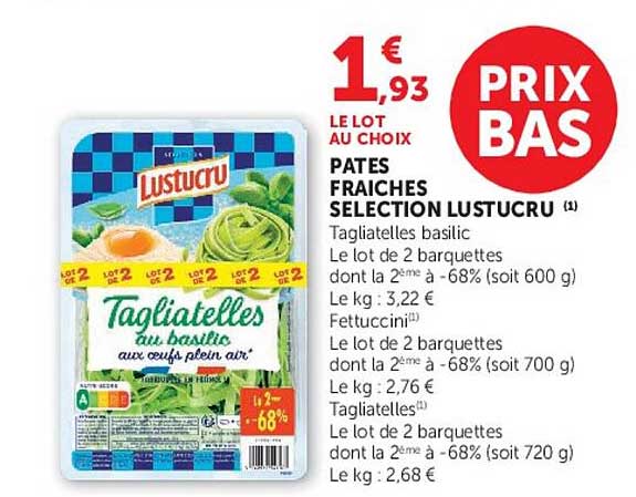 PATES FRAICHES SELECTION LUSTUCRU