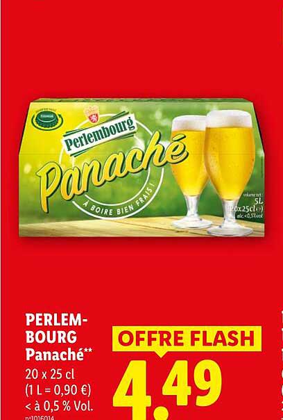 PERLEM-BOURG Panaché** 20 x 25 cl (1 L = 0,90 €) < à 0,5 % Vol.