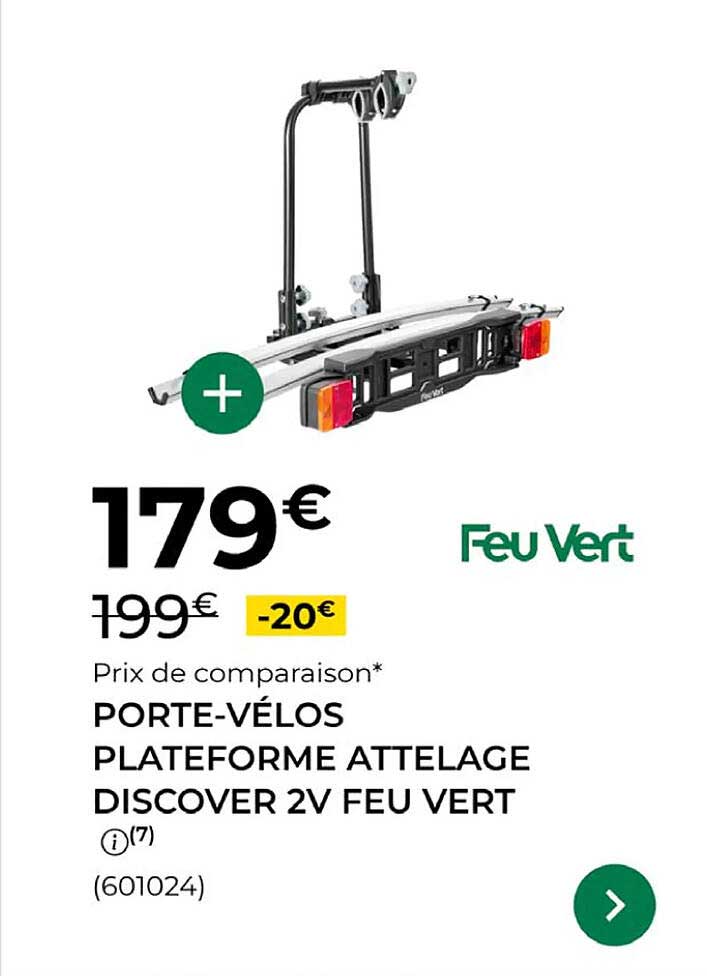 PORTE-VÉLOS PLATEFORME ATTELAGE DISCOVER 2V FEU VERT