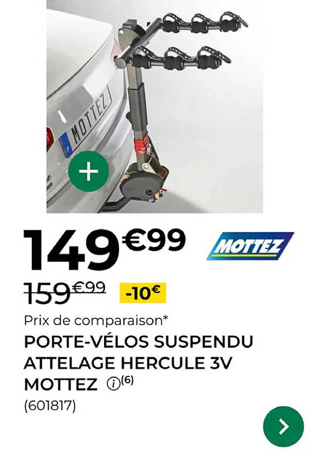 PORTE-VÉLOS SUSPENDU ATTELAGE HERCULE 3V MOTTEZ