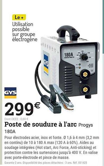 Poste de soudure à l'arc ProGys 180A