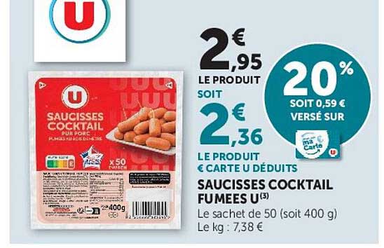 SAUCISSES COCKTAIL FUMEES U
