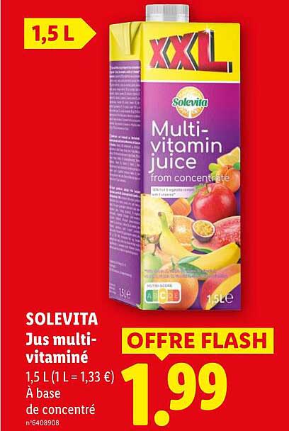 Solevita Jus multi-vitaminé 1,5 L (L = 1,33 €) À base de concentré