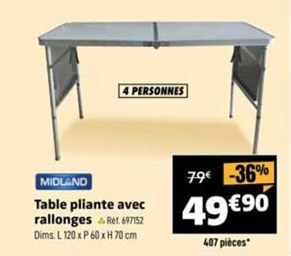 Table pliante avec rallonges