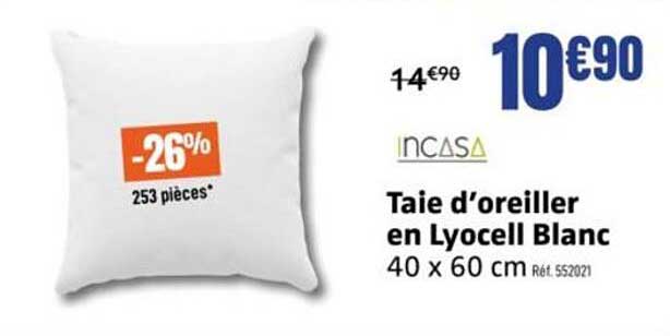 Taje d’oreiller en Lycocell Blanc 40 x 60 cm Réf. 552021