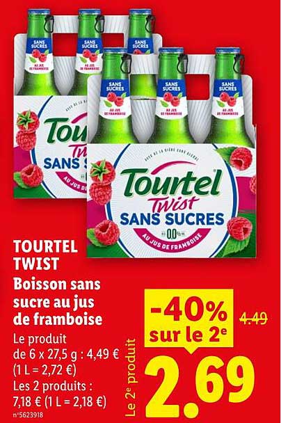 TOURTEL TWIST Boisson sans sucre au jus de framboise
