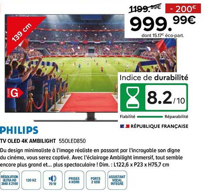 TV OLED 4K AMBILIGHT 550LED850