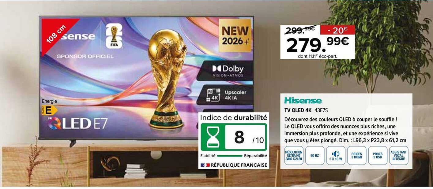 TV QLED 4K 43E7S