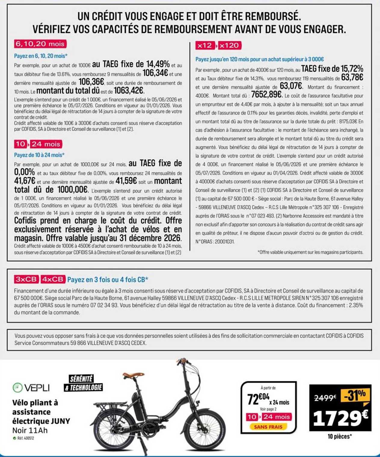 Vélo pliant à assistance électrique JUNY Noir 11Ah