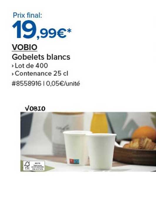 VOBIO Gobelets blancs