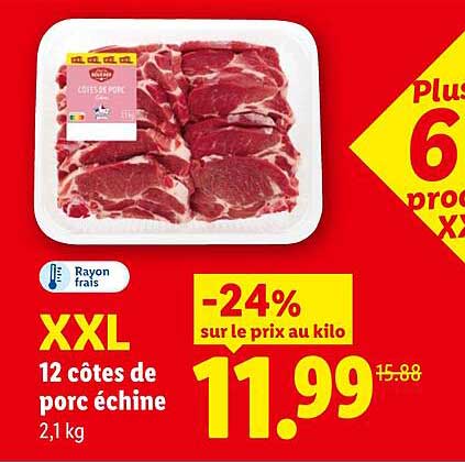 XXL 12 côtes de porc échine 2,1 kg