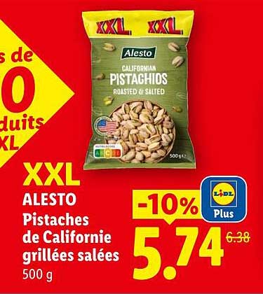 XXL ALESTO Pistaches de Californie grillées salées 500 g