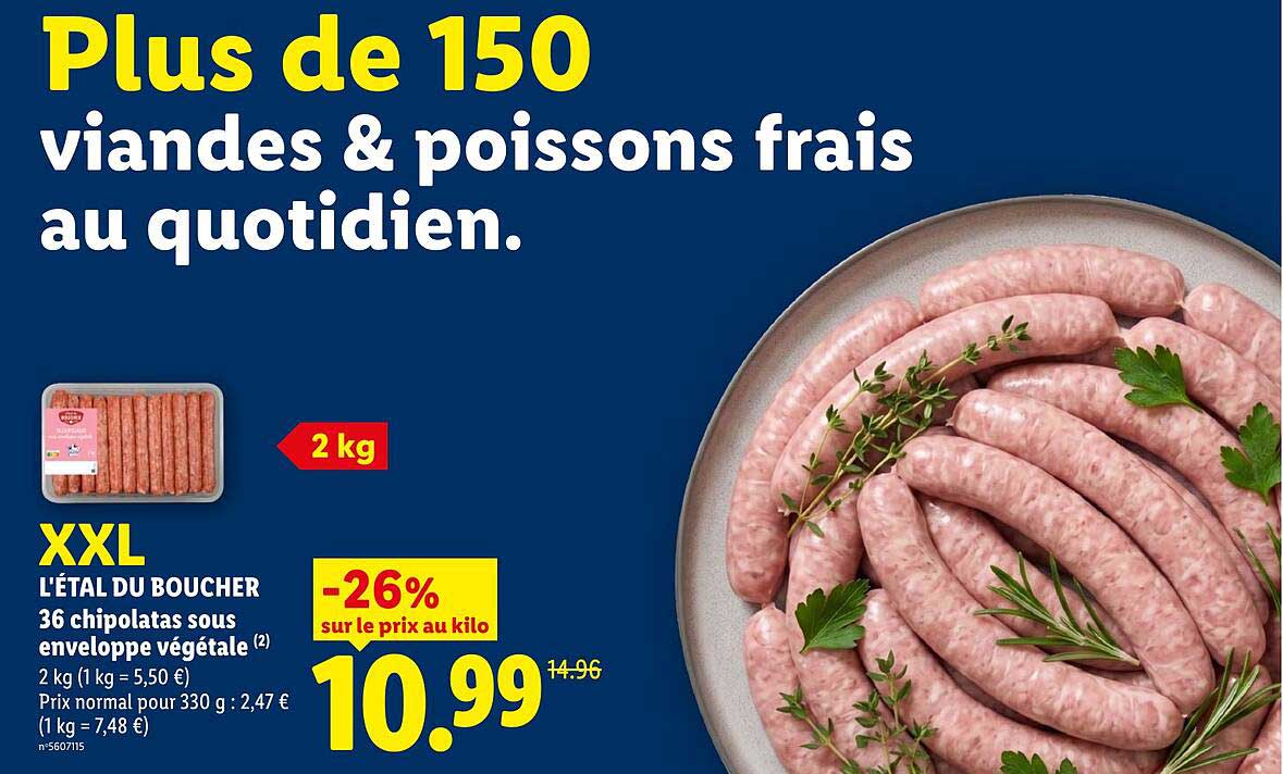 XXL L'ÉTAL DU BOUCHER 36 chipolatas sous enveloppe végétale (2)