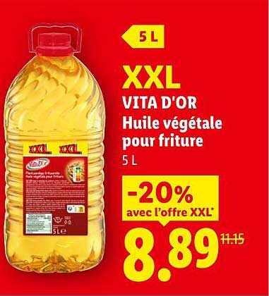 XXL VITA D'OR Huile végétale pour friture 5 L