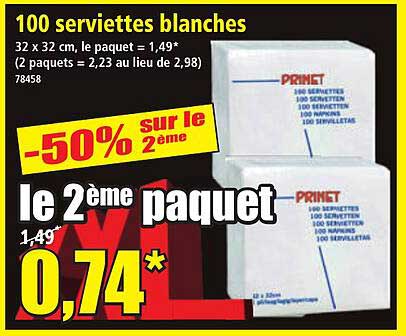 100 serviettes blanches