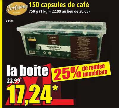 150 capsules de café