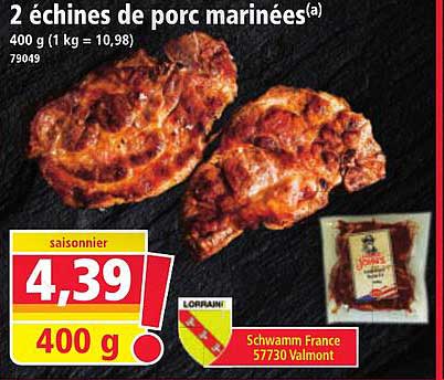 2 échines de porc marinées