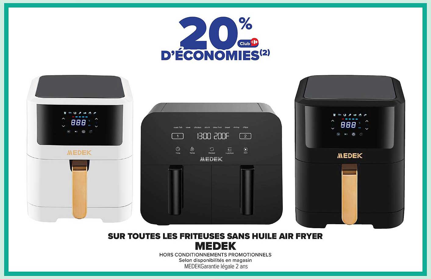 20% d'économies sur toutes les friteuses sans huile Air Fryer MEDEK