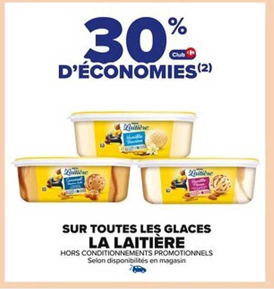 30% D'économies sur toutes les glaces La Laitière