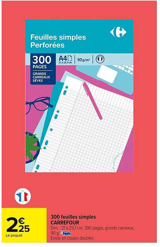 300 feuilles simples CARREFOUR