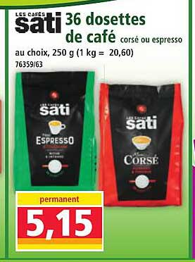 36 dosettes de café corsé ou espresso