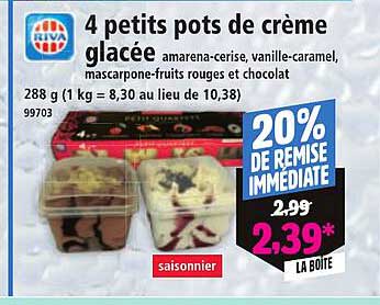 4 petits pots de crème glacée