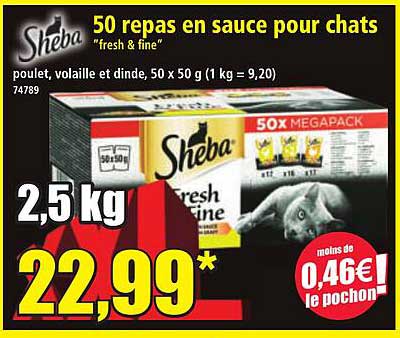 50 repas en sauce pour chats "fresh & fine"