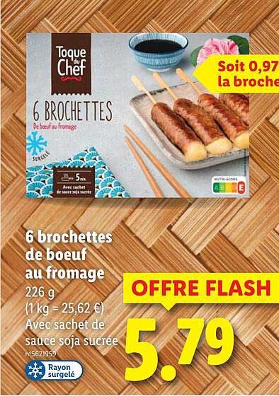 6 brochettes de boeuf au fromage