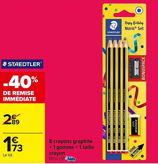 8 crayons graphite + 1 gomme + 1 taille-crayon