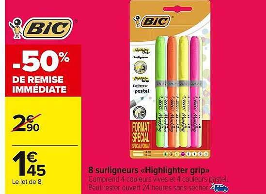 8 surligneurs «Highlighter grip»