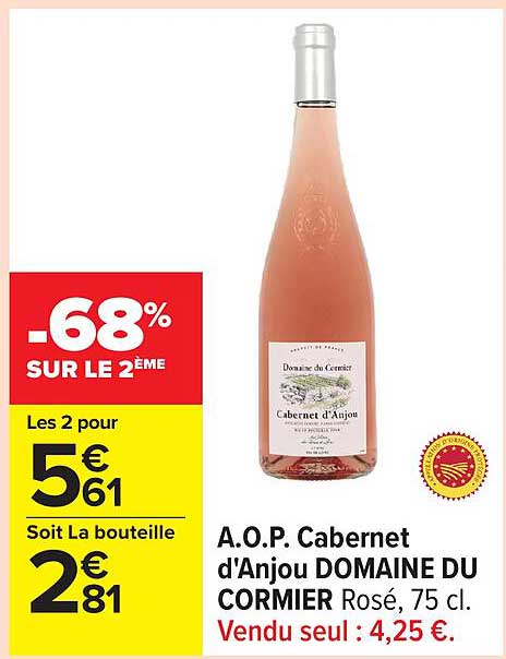 A.O.P. Cabernet d’Anjou DOMAINE DU CORMIER Rosé, 75 cl.