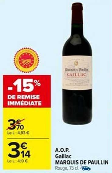 A.O.P. Gaillac MARQUIS DE PAULLIN Rouge, 75 cl