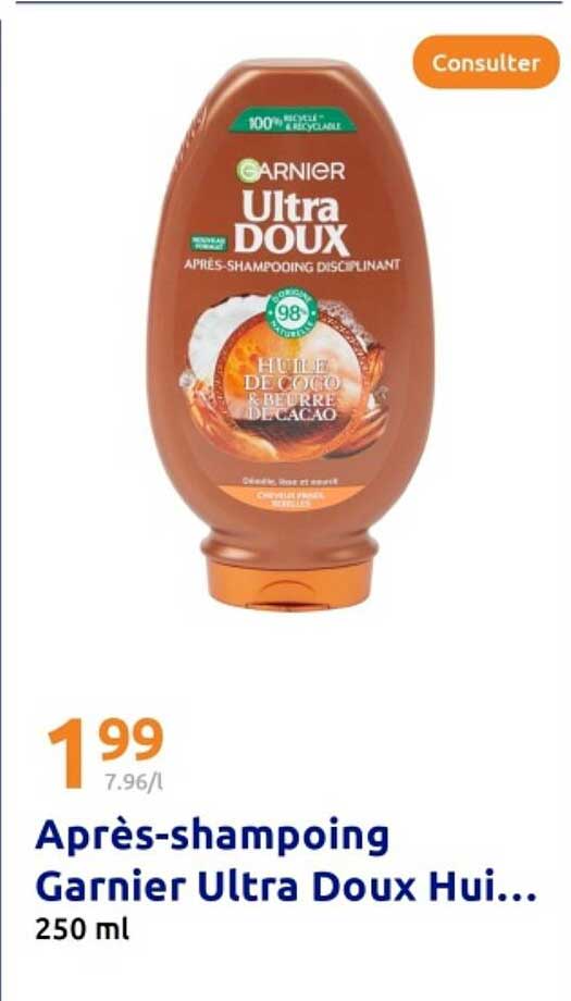 Après-shampooing Garnier Ultra Doux Huile de Coco & Beurre de Cacao 250 ml