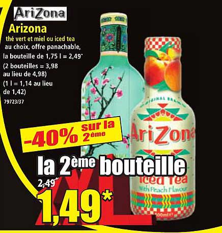 AriZona -40% sur la 2ème bouteille