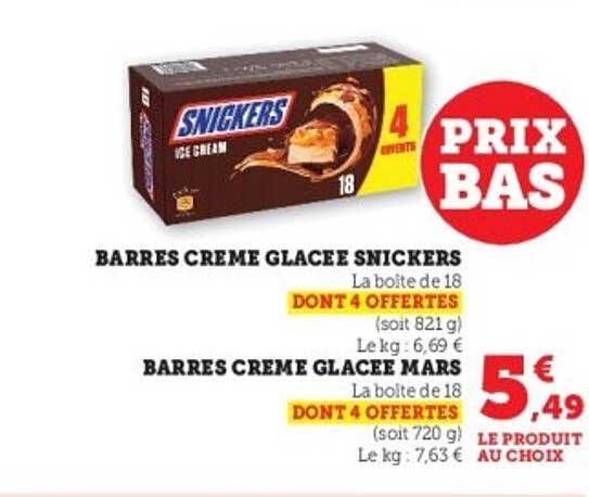 BARRES CREME GLACEE SNICKERS