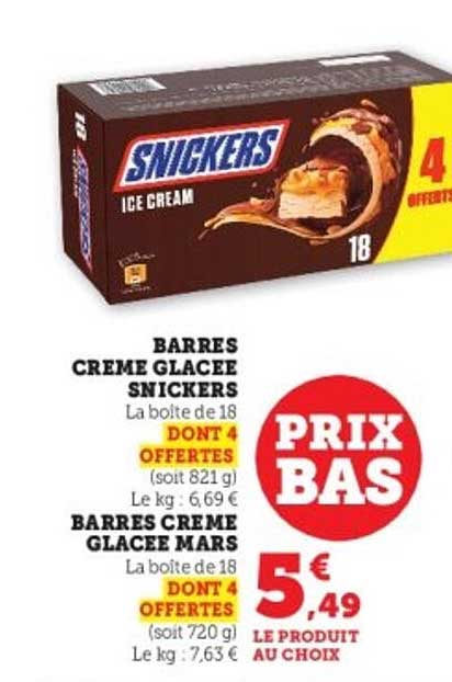 BARRES CREME GLACEE SNICKERS