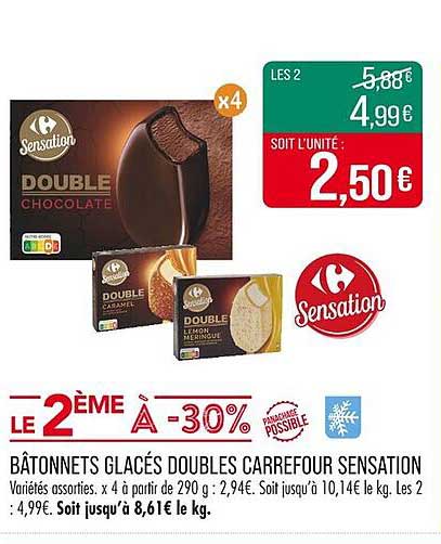 Bâtonnets glacés doubles Carrefour Sensation