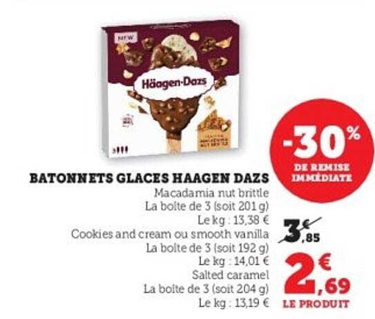 BATONNETS GLACES HAAGEN DAZS