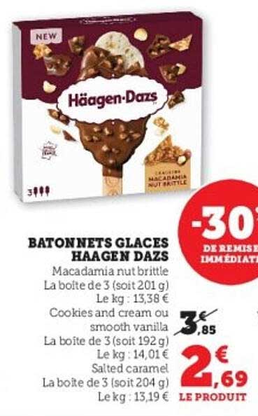 BATONNETS GLACES HAAGEN DAZS