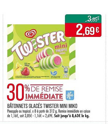BÂTONNETS GLACÉS TWISTER MINI MIKO