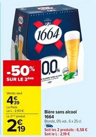 Bière sans alcool 1664