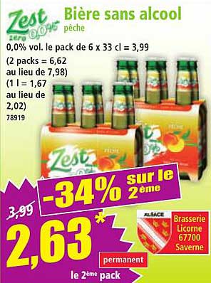 Bière sans alcool pêché