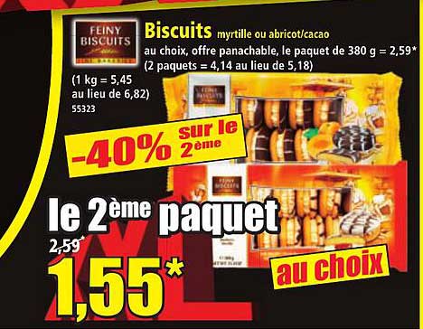 Biscuits myrtille ou abricot/cacao