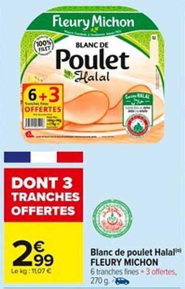 Blanc de poulet Halal Fleury Michon