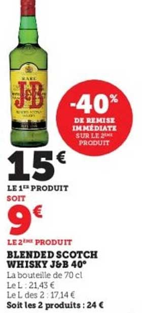BLENDED SCOTCH WHISKY J&B 40°
