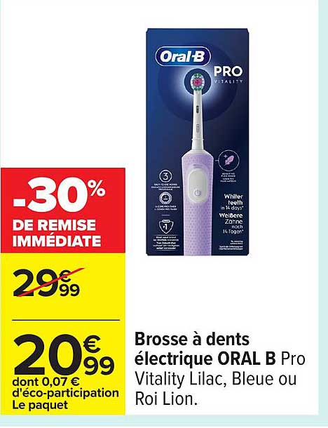 Brosse à dents électrique ORAL B Pro Vitality Lilac, Bleue ou Roi Lion.